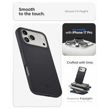 Spigen for iPhone 17 Pro Case, Silicone Fit MagFit [Compatible with MagSafe] - Black