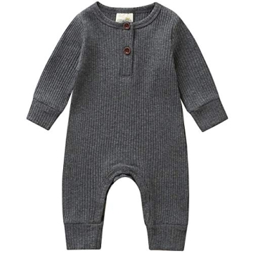 Kuriozud Newborn Infant Unisex Baby Boy Girl Button Solid Romper Bodysuit One Piece Jumpsuit Outfits...
