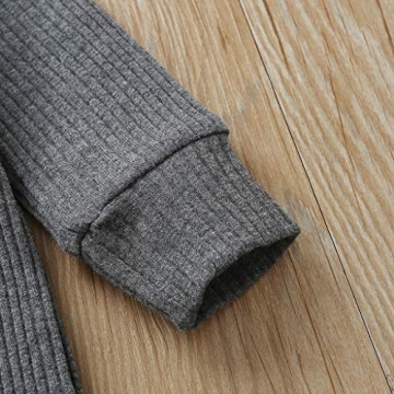 Kuriozud Newborn Infant Unisex Baby Boy Girl Button Solid Romper Bodysuit One Piece Jumpsuit Outfits Clothes (Long Sleeve one Piece Gray, 0-3 Months)