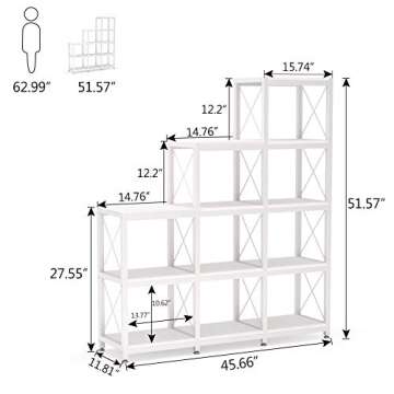 Tribesigns 12 Shelves Bookshelf, Industrial Ladder Corner Bookshelf 9 Cubes Stepped Etagere Bookcase...