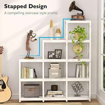Tribesigns Rustic Ladder Bookshelf for Home and Office