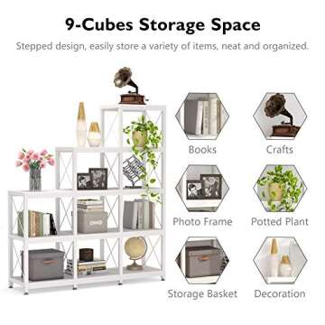 Tribesigns Rustic Ladder Bookshelf for Home and Office