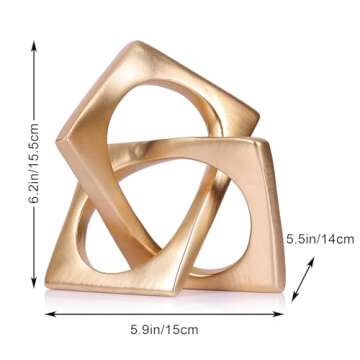 Modern Geometric Sculpture Gold Knot Statue Decor, Home Gold Bookcase Centerpiece jax Decorative, Ge...