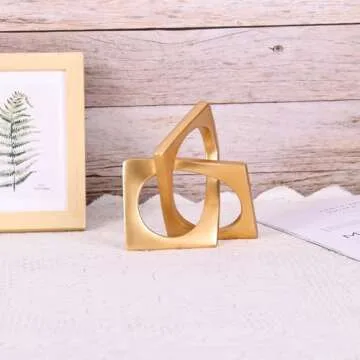 Modern Geometric Sculpture Gold Knot Statue Decor, Home Gold Bookcase Centerpiece jax Decorative, Geometric Tabletop Sculpture and Figurines, For Golden Home Decor Accent, Cube Decorative Ornaments