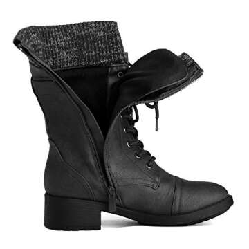 DREAM PAIRS Women's Amazon Black Mid Calf Combat Riding Boots Size 10 M US