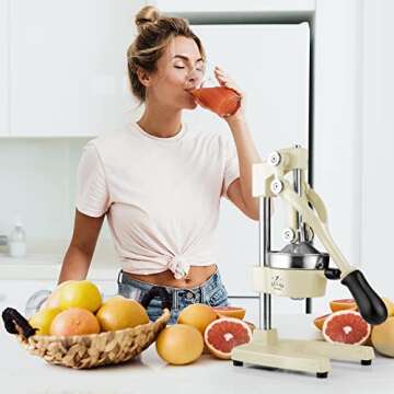 Zulay Kitchen Cast-Iron Orange Juice Squeezer - Heavy-Duty, Easy-to-Clean, Professional Citrus Juicer - Durable Stainless Steel Lemon Squeezer - Sturdy Manual Citrus Press & Orange Squeezer (Cream)