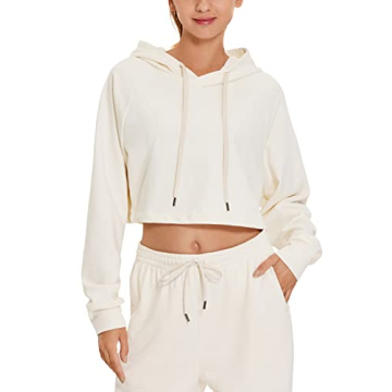 CRZ YOGA Women's Casual Cropped Hoodie - Soft Cotton Blend, Chic Style, Perfect Fit