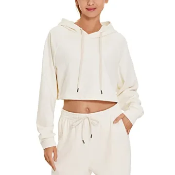 CRZ YOGA Women's Casual Cropped Hoodie - Soft Cotton Blend, Chic Style, Perfect Fit