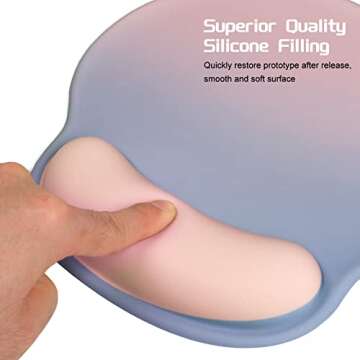 iCasso Mouse Pad,Large Pink Desk Mat, 4in1 XXL Mousepad + Keyboard Wrist Rest+Mouse Wrist Rest+Coaster Set with Ergonomic Desk Pad for Home Office Table Computer(Lavender Purple)