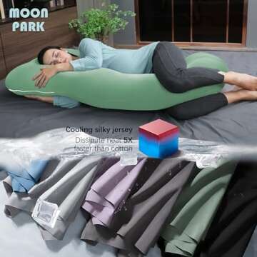 MOON PARK U Shaped Pregnancy Pillow with Cooling Cover