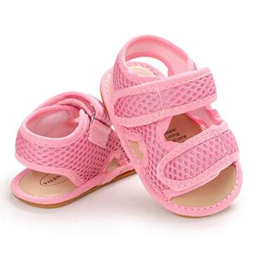 SOFMUO Baby Girls Boys Sandals Premium Soft Anti-Slip Rubber Sole Breathable Infant Summer Outdoor Water Shoes Toddler First Walkers(Pink,12-18 Months)