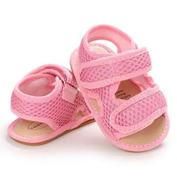 SOFMUO Baby Girls Boys Sandals Premium Soft Anti-Slip Rubber Sole Breathable Infant Summer Outdoor Water Shoes Toddler First Walkers(Pink,12-18 Months)