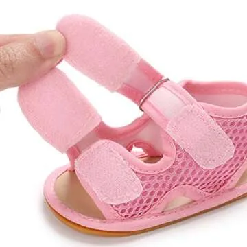SOFMUO Baby Girls Boys Sandals Premium Soft Anti-Slip Rubber Sole Breathable Infant Summer Outdoor Water Shoes Toddler First Walkers(Pink,12-18 Months)
