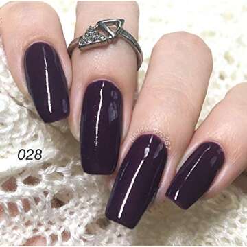 AIMEILI Soak Off U V LED Gel Nail Polish - Burgundy Plum Dark Purple (028) 10ml