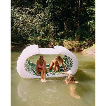 FUNBOY Giant Inflatable Luxury Bali Palm Lounger Cabana Pool Float, Removeable Shade, Two Cup Holder...
