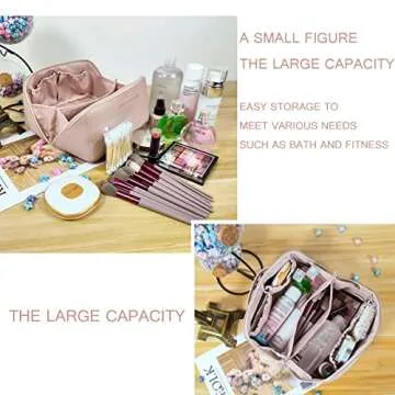 ISENSHI Large Capacity Cosmetic Bag for Travel & Makeup