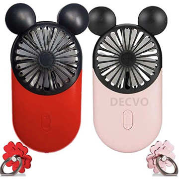 DECVO Cute Personal Mini Fan, Handheld & Portable USB Rechargeable Fan with Beautiful LED Light, 3 A...