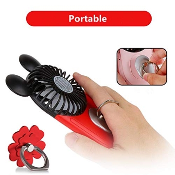 DECVO Cute Mini Fan Portable USB Rechargeable with LED Light