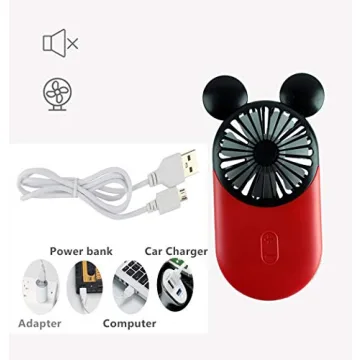 DECVO Cute Mini Fan Portable USB Rechargeable with LED Light