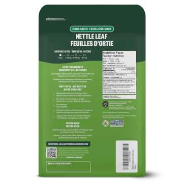 FGO Organic Nettle Leaf Loose Tea, Cut and Sifted, Caffeine Free, 4oz Resealable Bag, Packaging May Vary (Pack of 1)