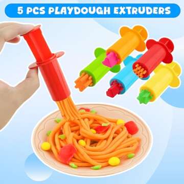 Oun Nana Play Dough Tools Kit with Dough Extruders, Dough Scissors, Playdough Rollers and Cutters, 12 pcs Plastic Playdough Tools for Kids, Random Color
