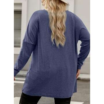 Eytino Women's Plus Size Casual Long Sleeve Tunic Tops with Pockets