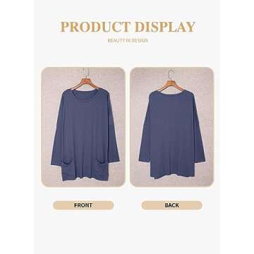 Eytino Womens Plus Size Casual Long Sleeve Tunics with Pockets