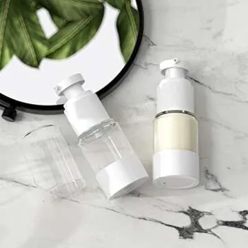 longway 0.5Oz 15ml Clear Airless Cosmetic Cream Pump Bottle Travel Size Dispenser Refillable Containers/Foundation Travel Pump Bottle for Shampoo (PACK of 8)