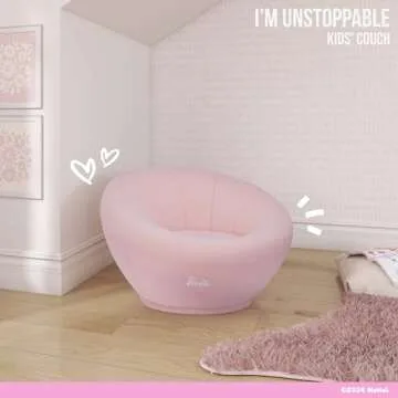 Evolur Barbie I'm Unstoppable Kid's Couch in Pink