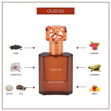 Swiss Arabian Oud 01 - Arabian Perfumes for Women and Men - Long Lasting Perfume - Floral, Spicy, Amber Perfume - Seductive Signature Aroma - 1.7 oz