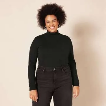 Amazon Essentials Women's Classic-Fit Lightweight Long-Sleeve Turtleneck Sweater (Available in Plus Size), Black, X-Large