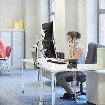Ergotron – LX Vertical Stacking Dual Monitor Arm, VESA Desk Mount – for 2 Monitors Up to 40 Inches, 7 to 22 lbs Each – Tall Pole, White
