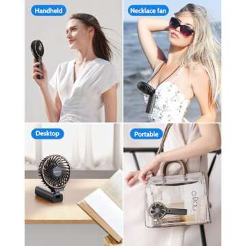 SWEETFULL Handheld Fan, Portable Fan, 5000mAh Rechargeable Battery, 6 Speed Wind, LED Display, Personal Mini Travel Fan with Backup Power, Hand Held Fan USB Foldable Electric Fan for Women Girl