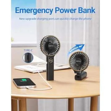 SWEETFULL Handheld Fan, Portable Fan, 5000mAh Rechargeable Battery, 6 Speed Wind, LED Display, Personal Mini Travel Fan with Backup Power, Hand Held Fan USB Foldable Electric Fan for Women Girl