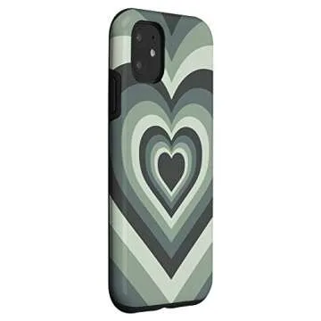 iPhone 11 Love Heart Sage Green Coffee Latte Pattern Valentines Phone Case