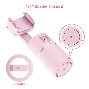 Auto Tracking Phone Holder,360° Rotation Face Body Track Mount,Tracking Tripod for Vlog Shooting Live Streaming,Build-in Battery,No APP Required(Pink)…