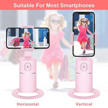 Auto Tracking Phone Holder,360° Rotation Face Body Track Mount,Tracking Tripod for Vlog Shooting Live Streaming,Build-in Battery,No APP Required(Pink)…