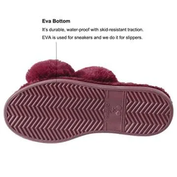 HALLUCI Women's Plush Cross Band Slippers for Home