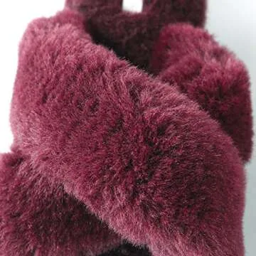 HALLUCI Women's Plush Cross Band Slippers for Home