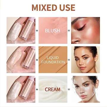 Mysense Liquid Highlighter Makeup, Natural Glow Face Highlighter Stick, Silky Smooth Light Liquid Luminizer, Long Lasting Highlight Face Illuminator Make up, #01 Moonlight White