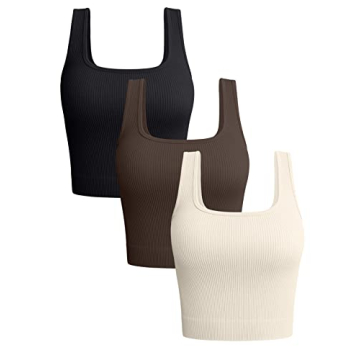 OQQ Women's Seamless Tank Tops 3 Pack for Summer