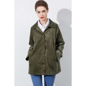 Minibee Women's Corduroy Jackets Long Sleeve Coats Button Down Outwear Tops with Pockets