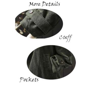 Minibee Women's Corduroy Jackets Long Sleeve Coats Button Down Outwear Tops with Pockets