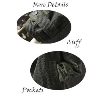 Minibee Women's Corduroy Jackets Long Sleeve Coats Button Down Outwear Tops with Pockets