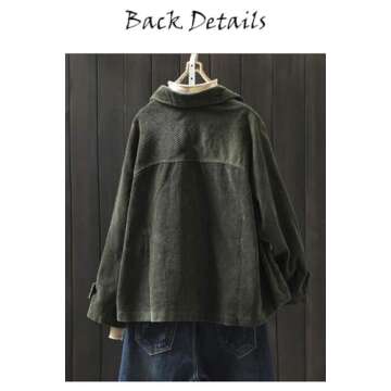 Minibee Women's Corduroy Jackets Long Sleeve Coats Button Down Outwear Tops with Pockets