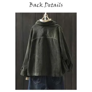 Minibee Women's Corduroy Jackets Long Sleeve Coats Button Down Outwear Tops with Pockets