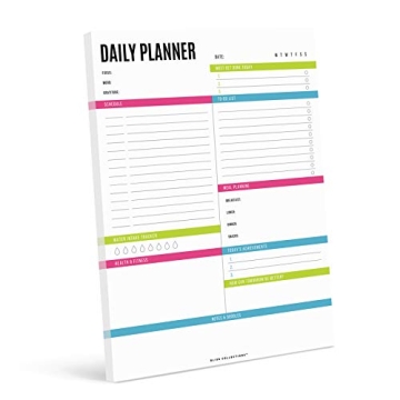 Bliss Collections Daily Planning Pad, To Do List Notebook - Vibrant - Undated Tear-Off Sheets Notepa...