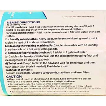 GuardH Bleach Tablets, 40 Count - Multipurpose Cleaning for Laundry, Kitchen Surfaces, Bathroom Tile...