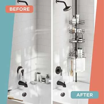 Zenna Home Shower Caddy with Towel Bar & 4 Shelves