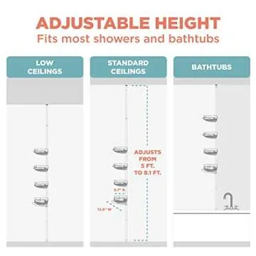 Zenna Home Shower Caddy with Towel Bar & 4 Shelves